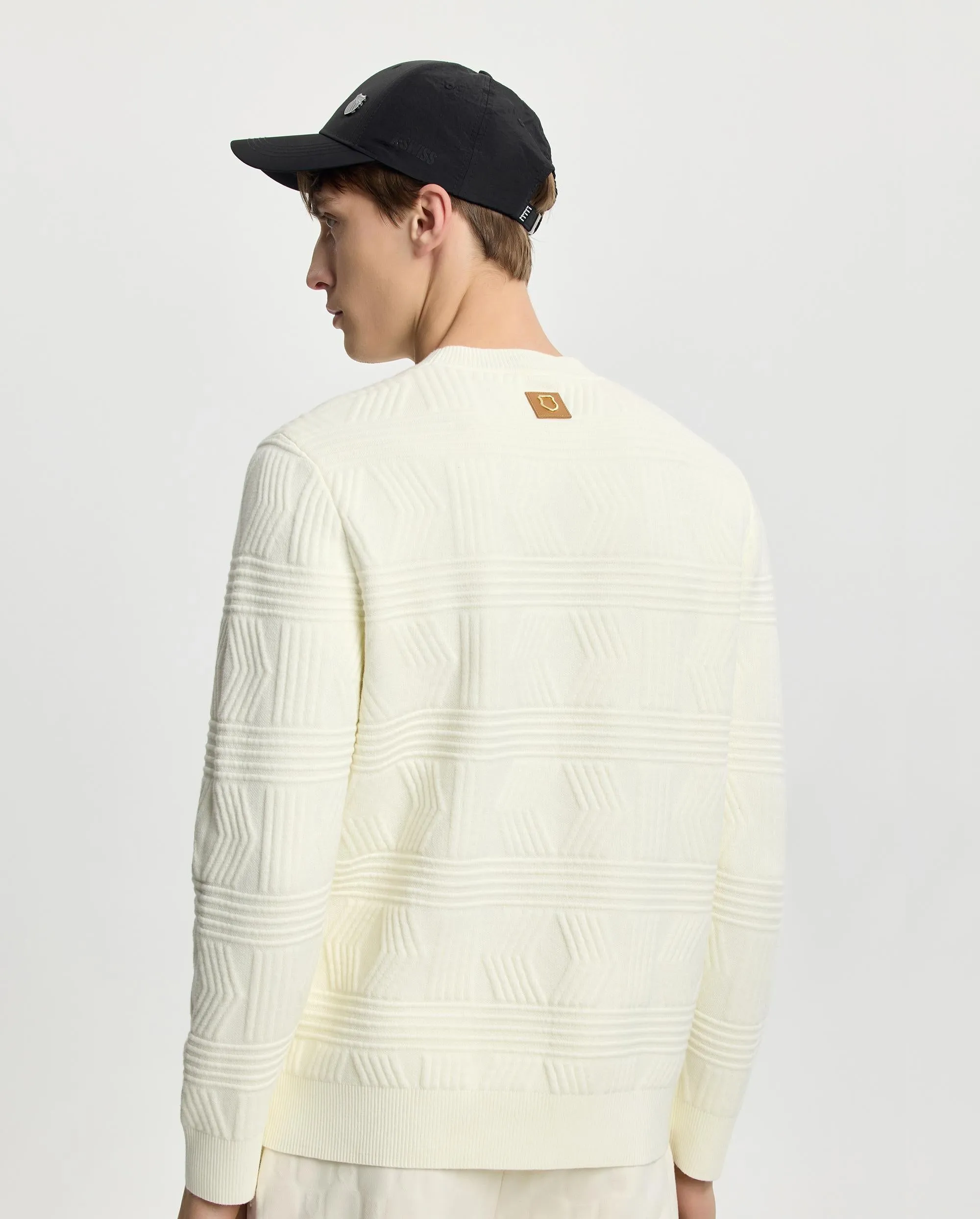 107988-115 | MEN'S K-SWISS LOGO ALL-OVER PATTERNED SWEATER | WHITE/SPECIAL