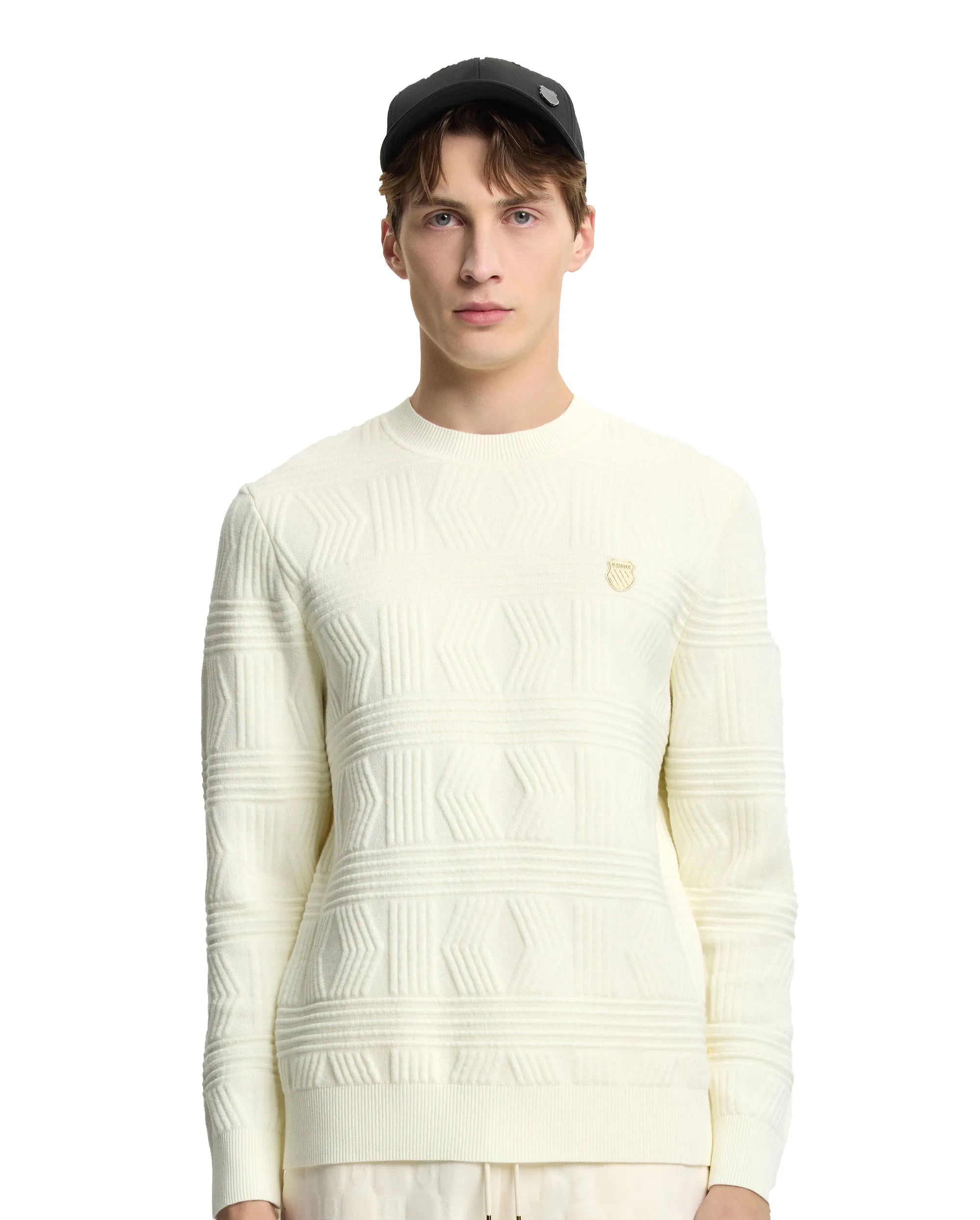 107988-115 | MEN'S K-SWISS LOGO ALL-OVER PATTERNED SWEATER | WHITE/SPECIAL