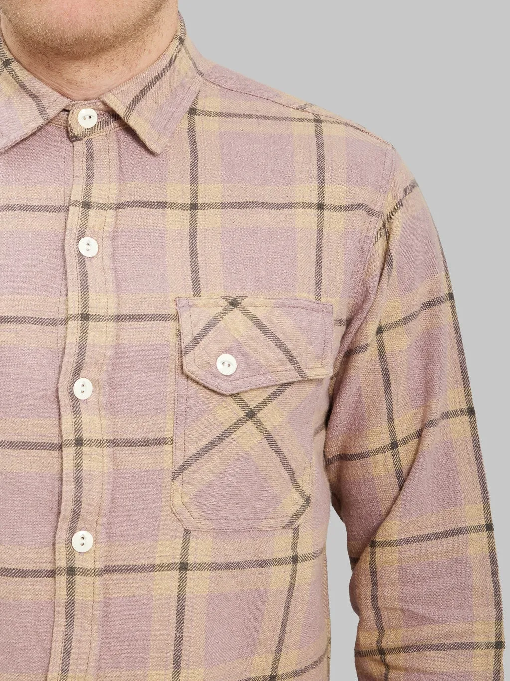 3sixteen Crosscut Flannel Mauve Slub Check
