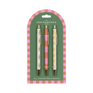 A Dopo Set Of 3 Pens - Flower. Stripe. Lemon