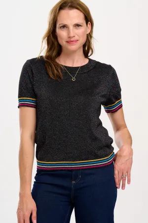 Anoki Knit Top - Black. Rainbow Sparkle