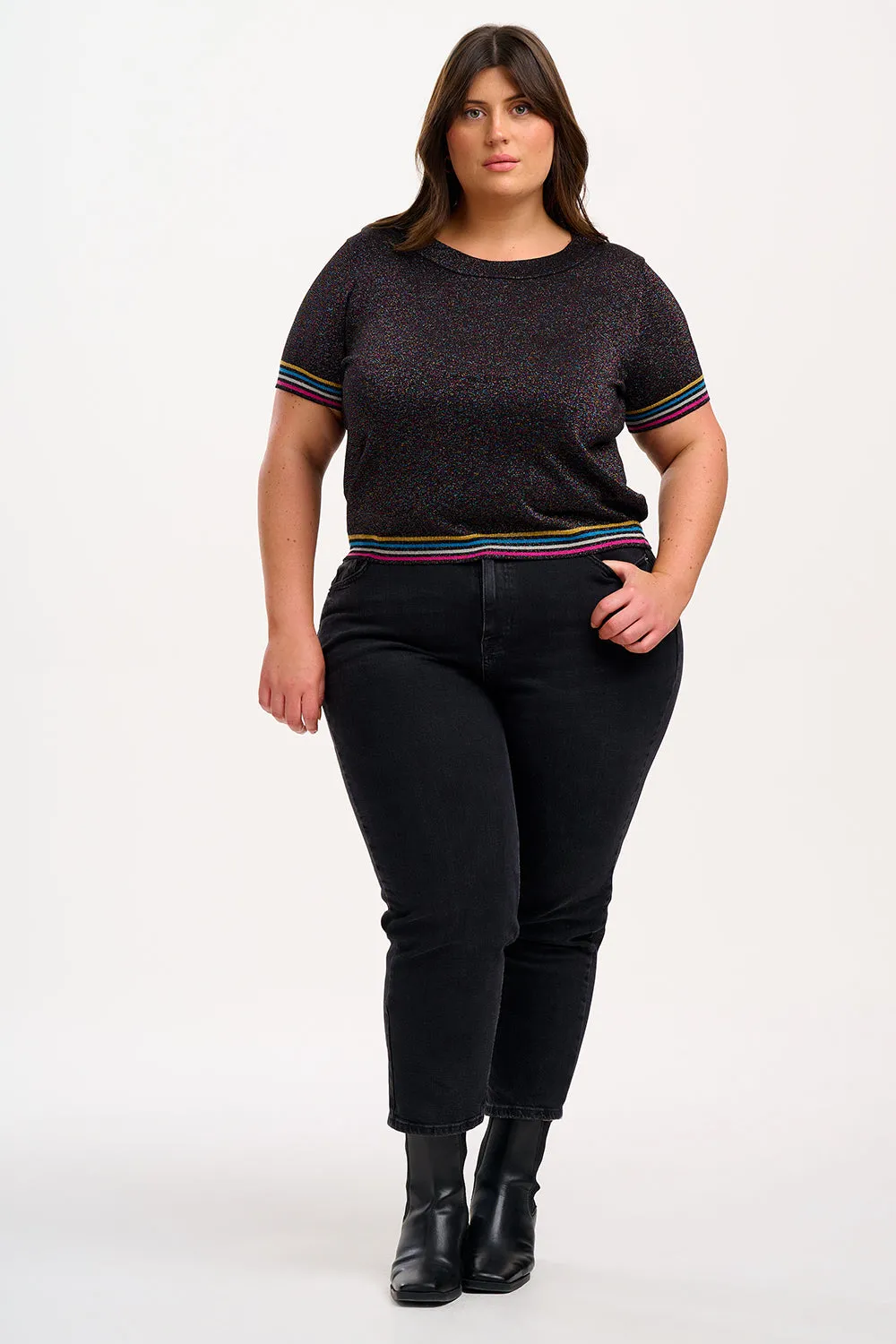 Anoki Knit Top - Black. Rainbow Sparkle