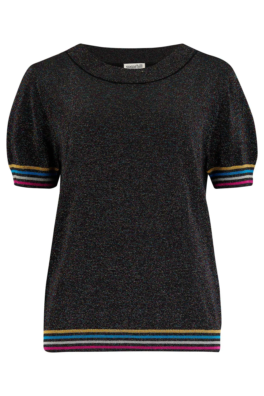 Anoki Knit Top - Black. Rainbow Sparkle