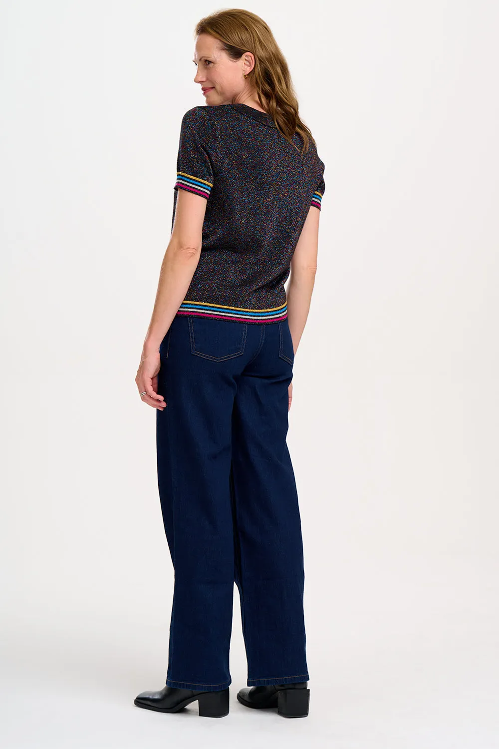 Anoki Knit Top - Black. Rainbow Sparkle