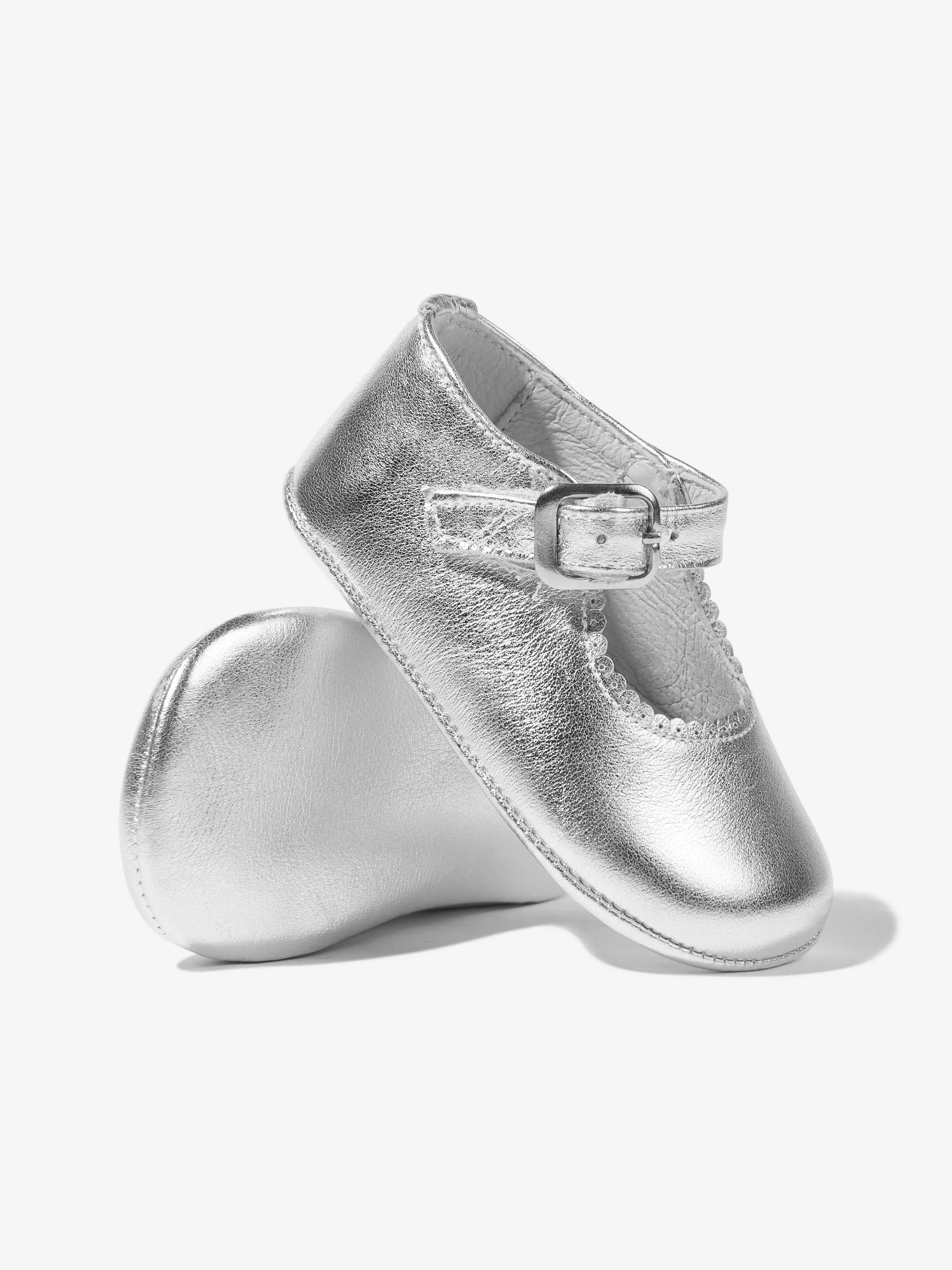 Baby Girls Leather Mary Jane Shoes in Silver