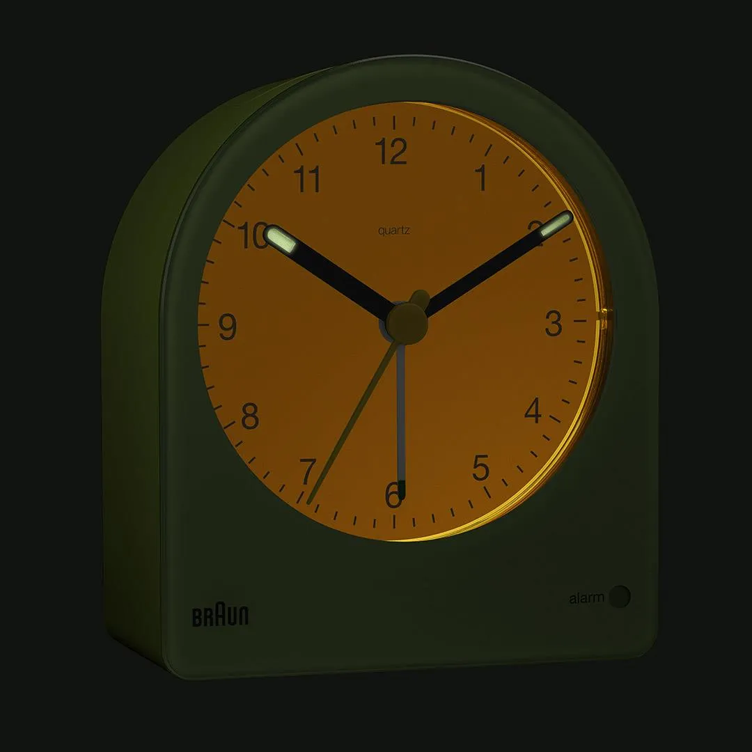 BC22GN Braun classic analogue alarm clock - green