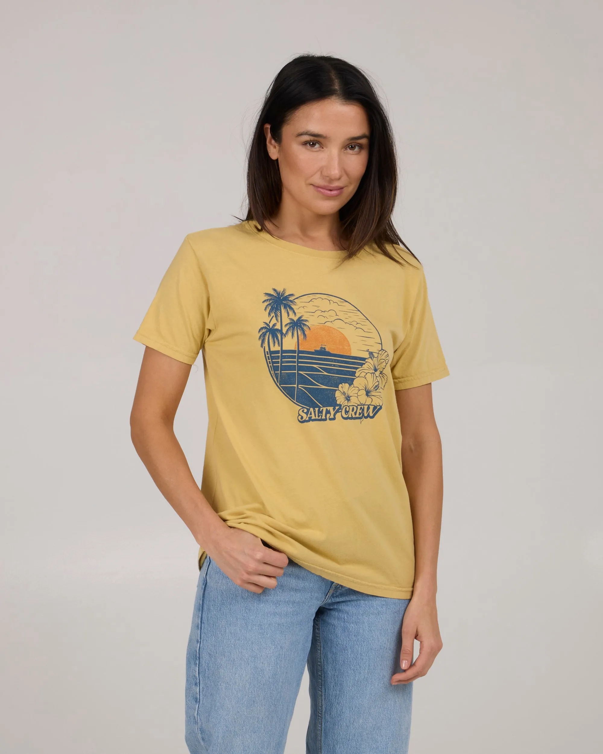 Beach Scene B.f Tee - Dusty Gold