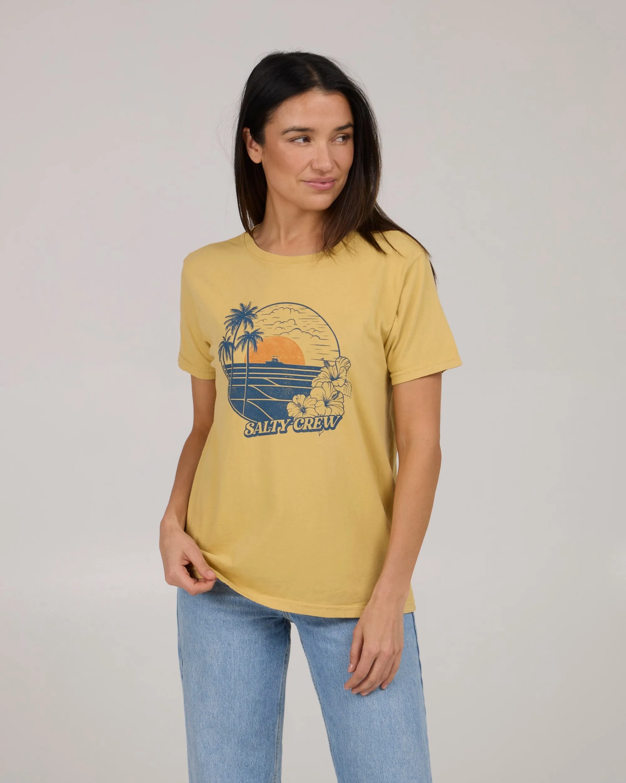 Beach Scene B.f Tee - Dusty Gold