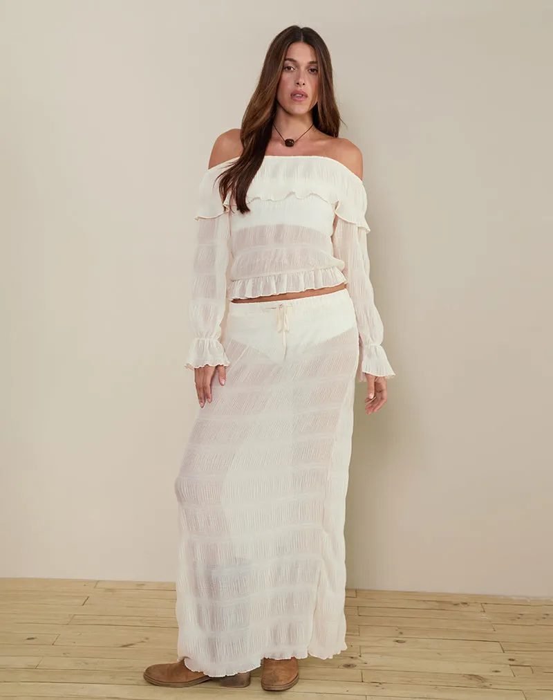 Bente Unlined Maxi Skirt in Chiffon Plisse Ivory