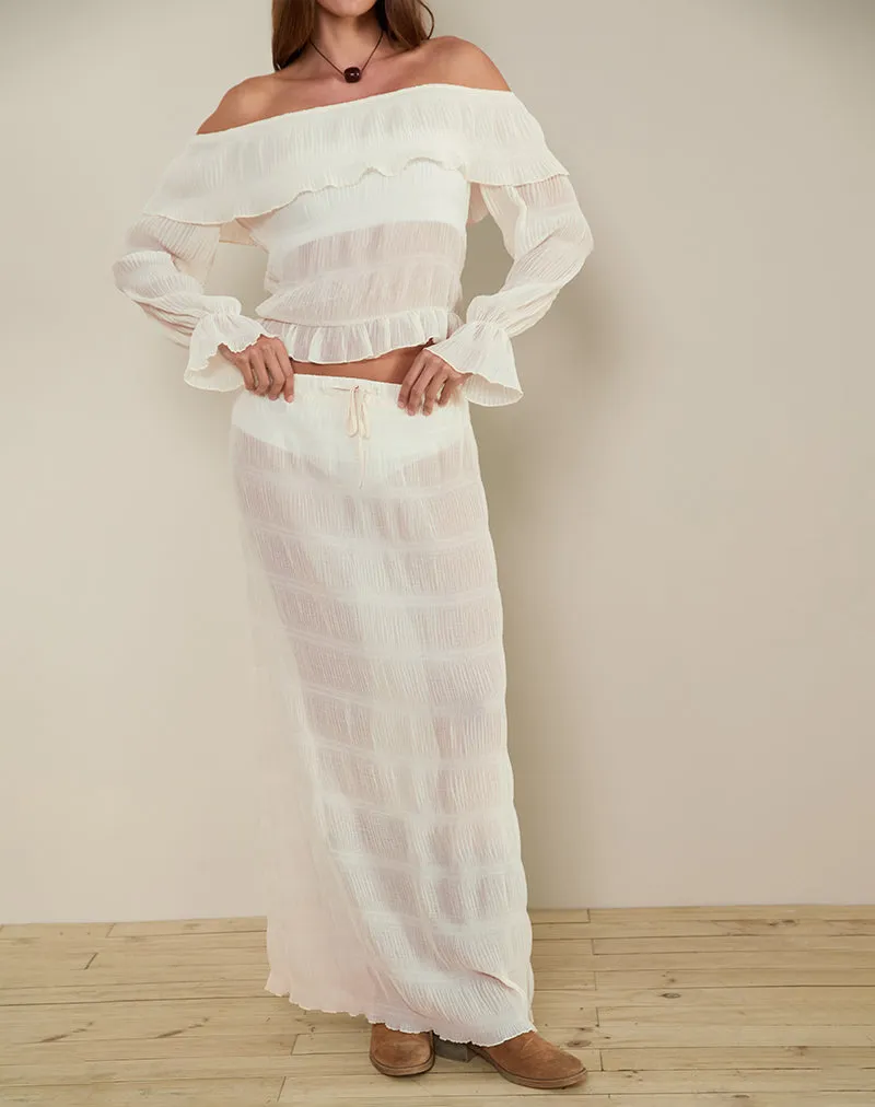 Bente Unlined Maxi Skirt in Chiffon Plisse Ivory