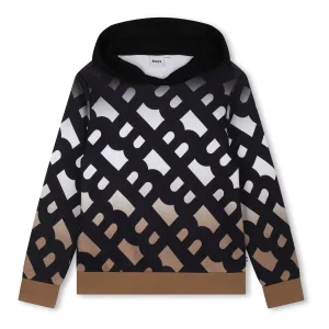 Black AOP Logo Hooded Sweatshirt