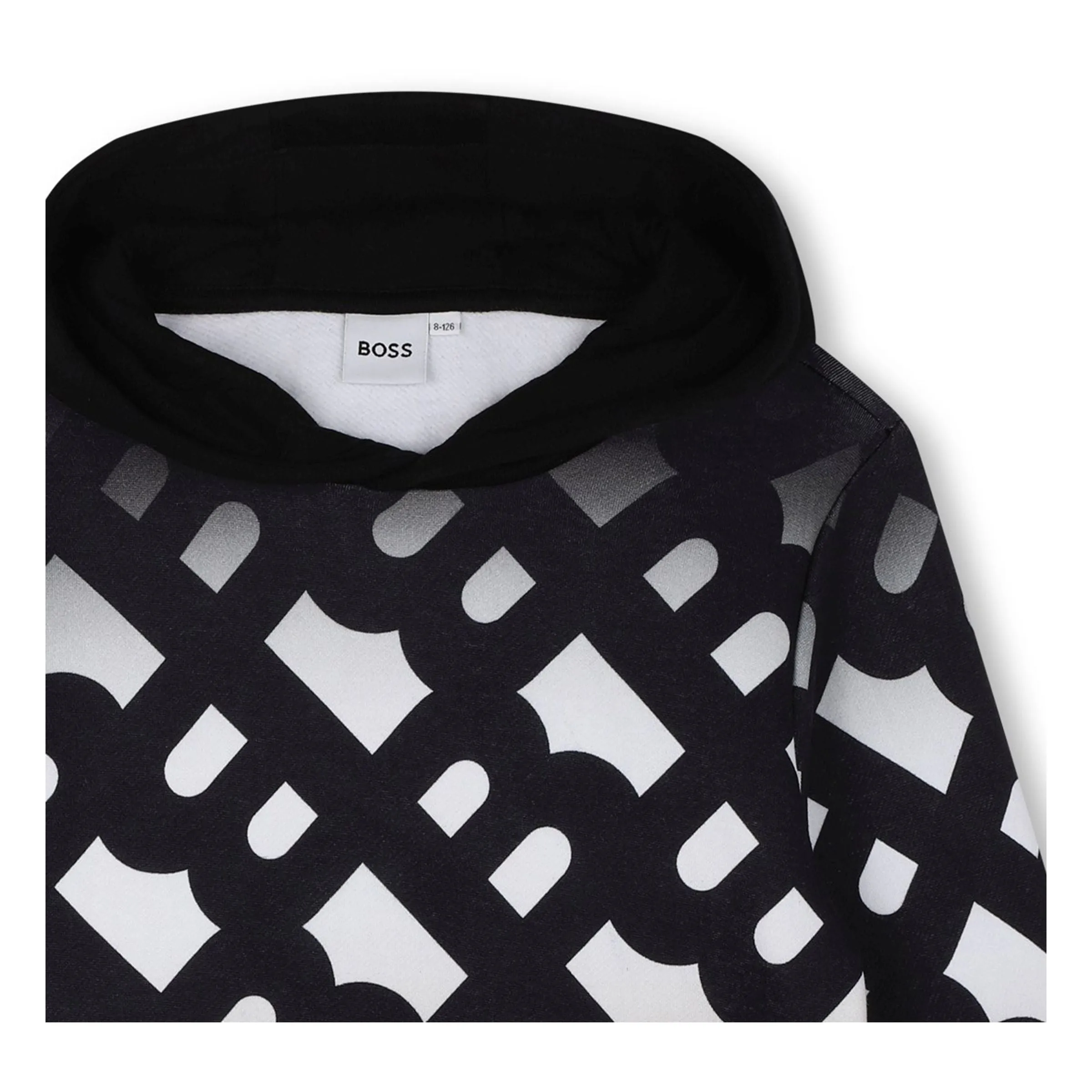 Black AOP Logo Hooded Sweatshirt