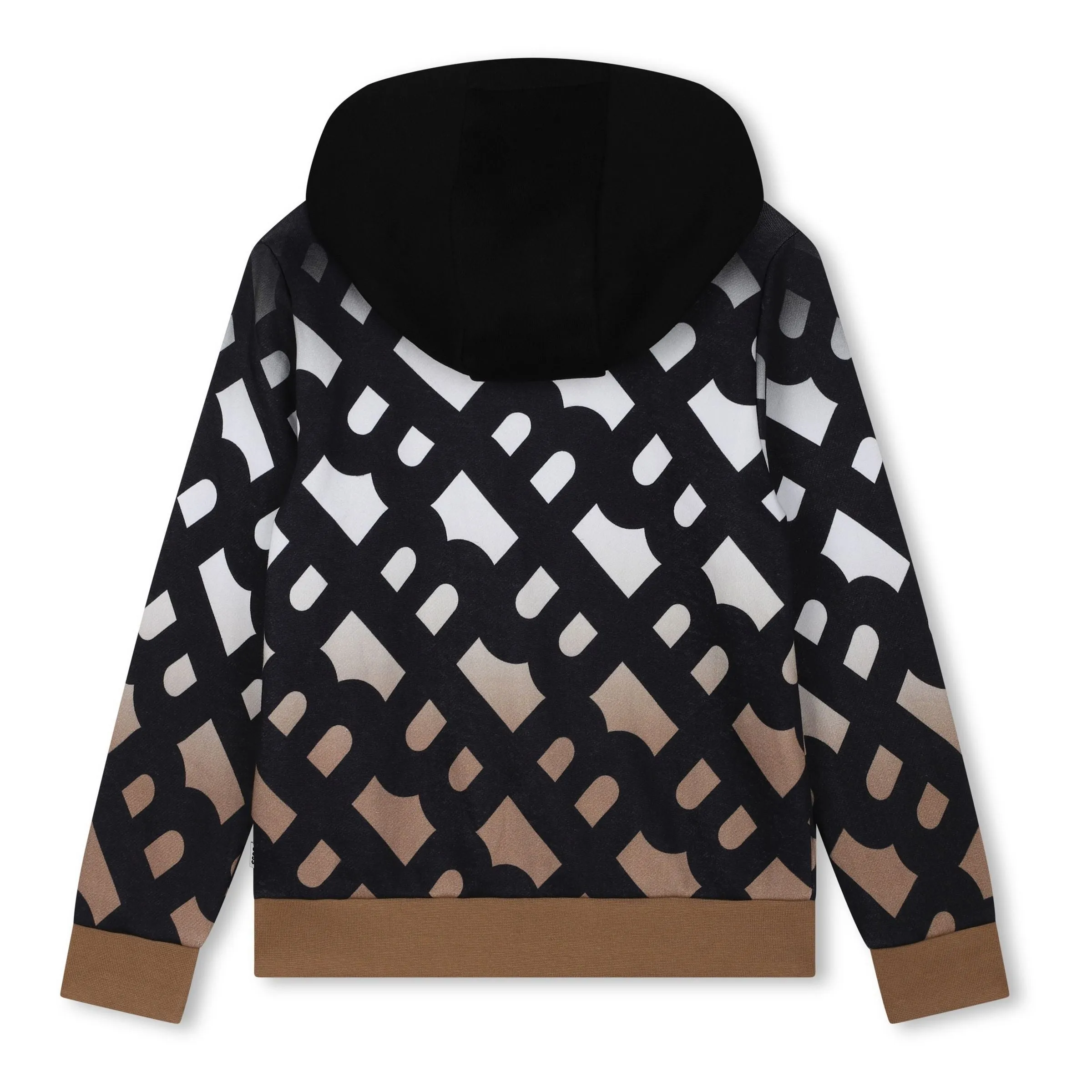Black AOP Logo Hooded Sweatshirt