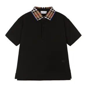 Black Logo Check Polo Shirt