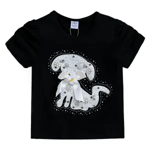 Black Puppy Applique T-Shirt
