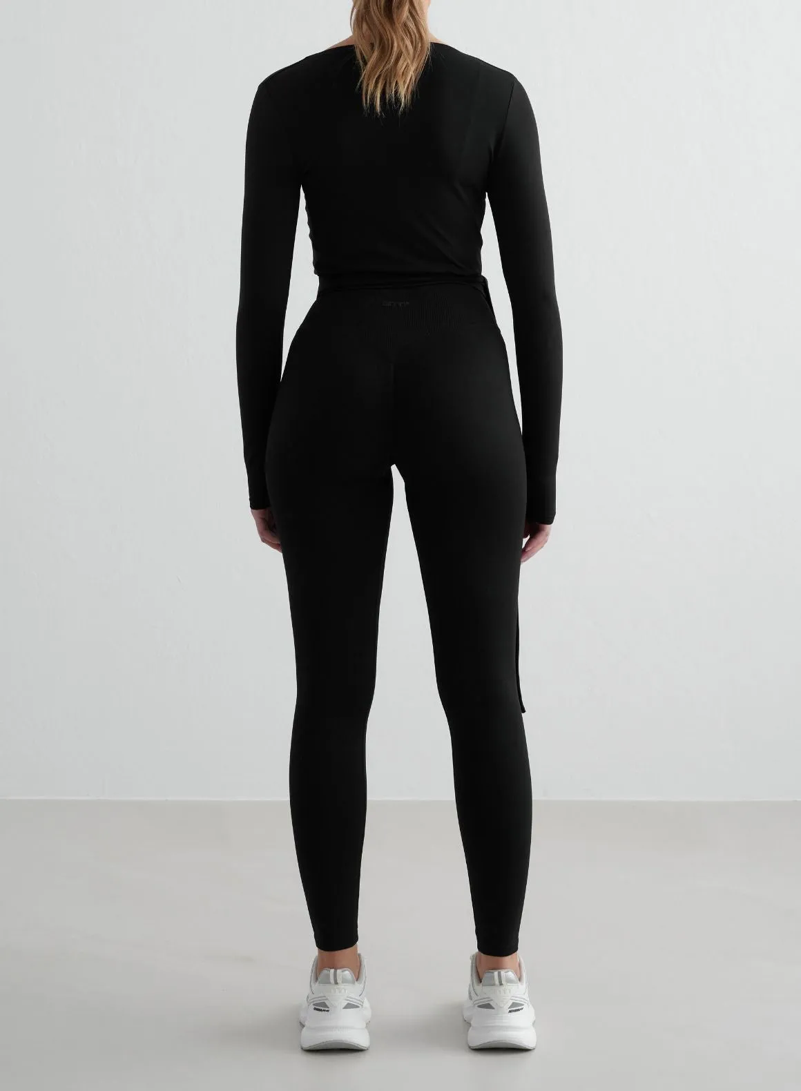 Black Shape Seamless Tights & Wrap Longsleeve Set