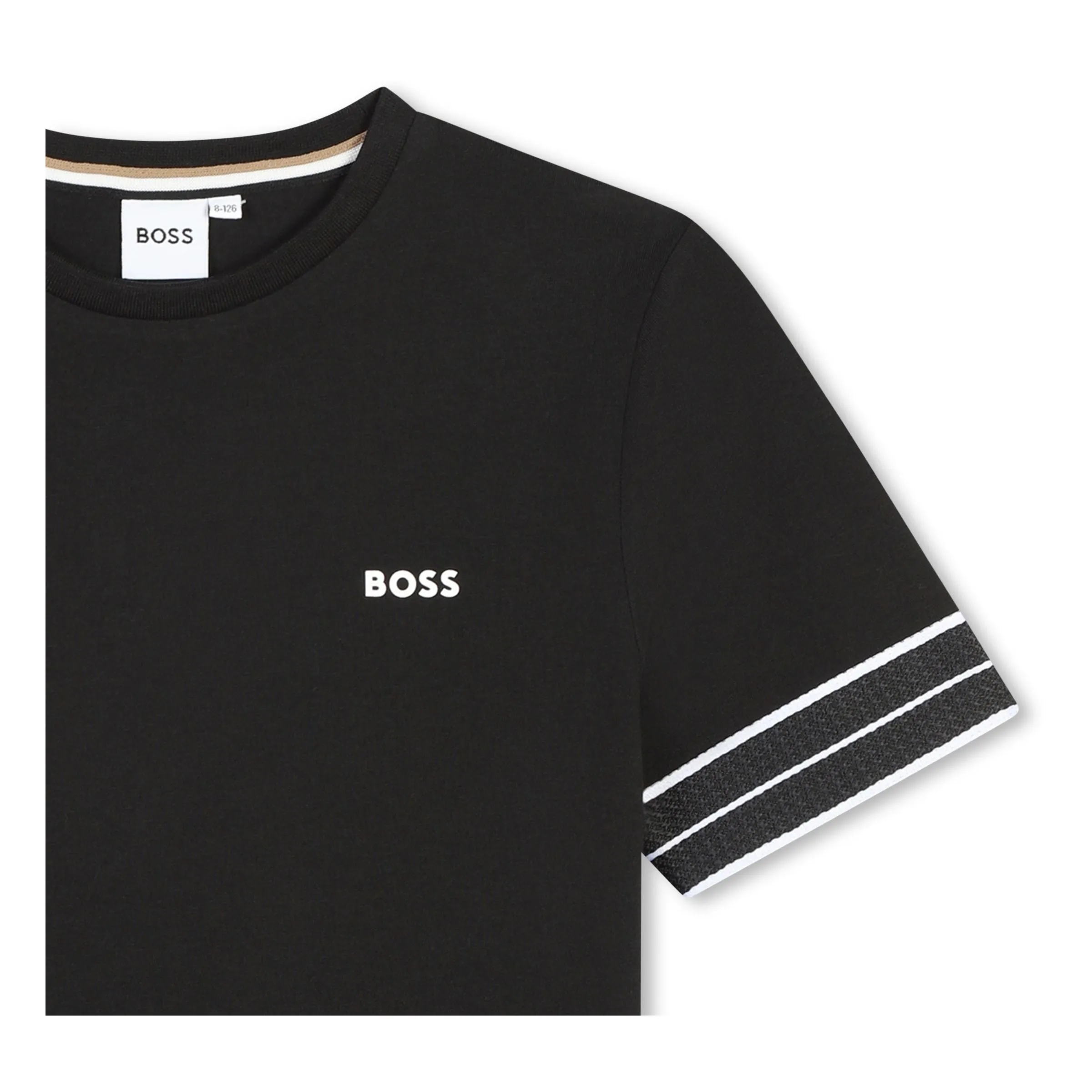 Black Striped Sleeve Logo T-Shirt