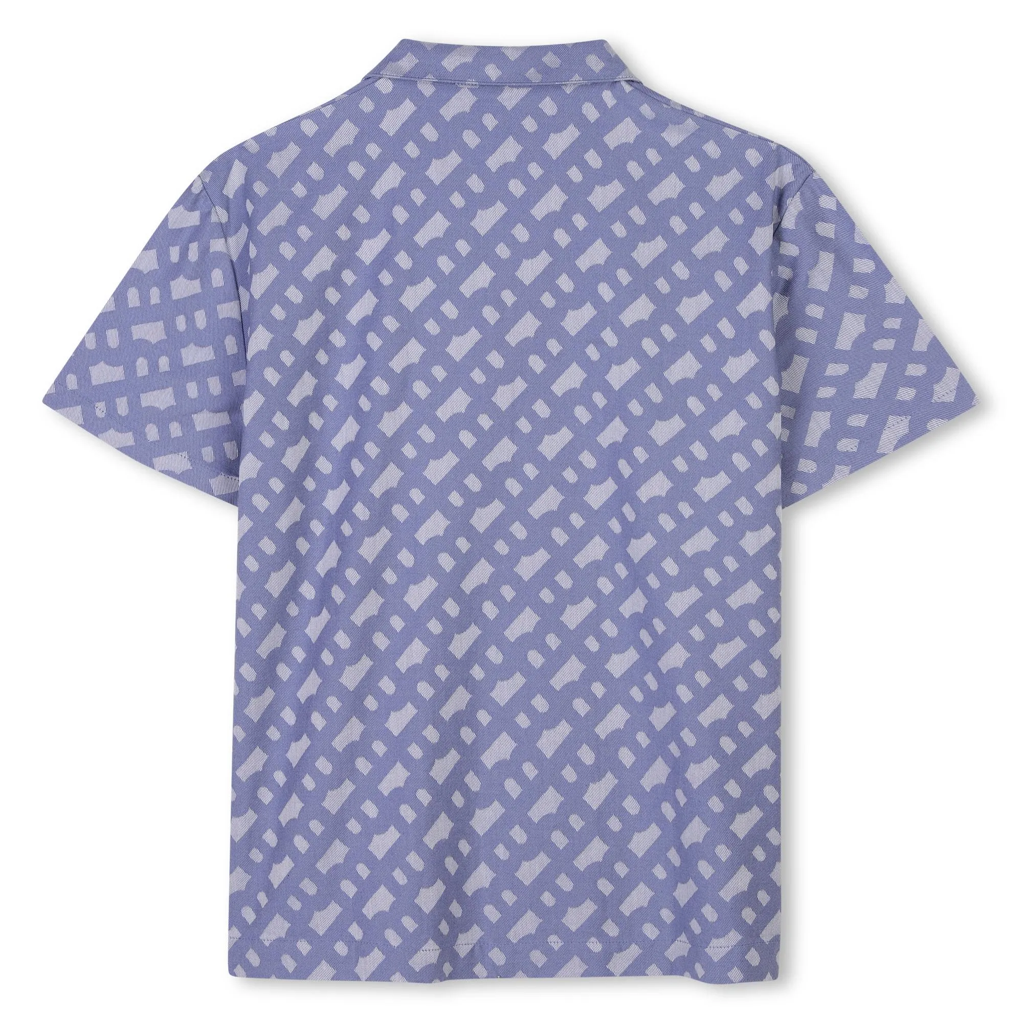 Blue Patterned Buttoned Short Sleeve Shirt