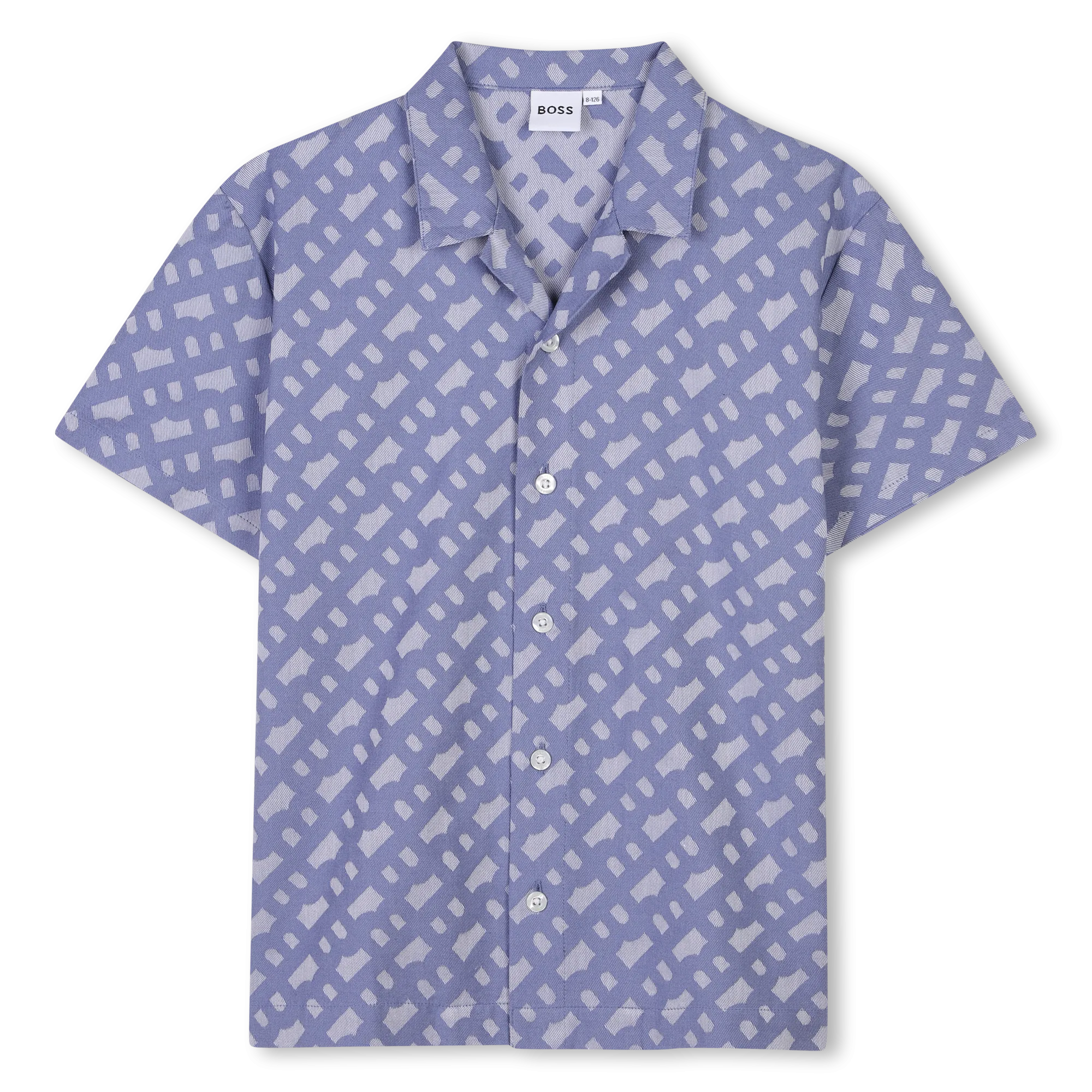 Blue Patterned Buttoned Short Sleeve Shirt