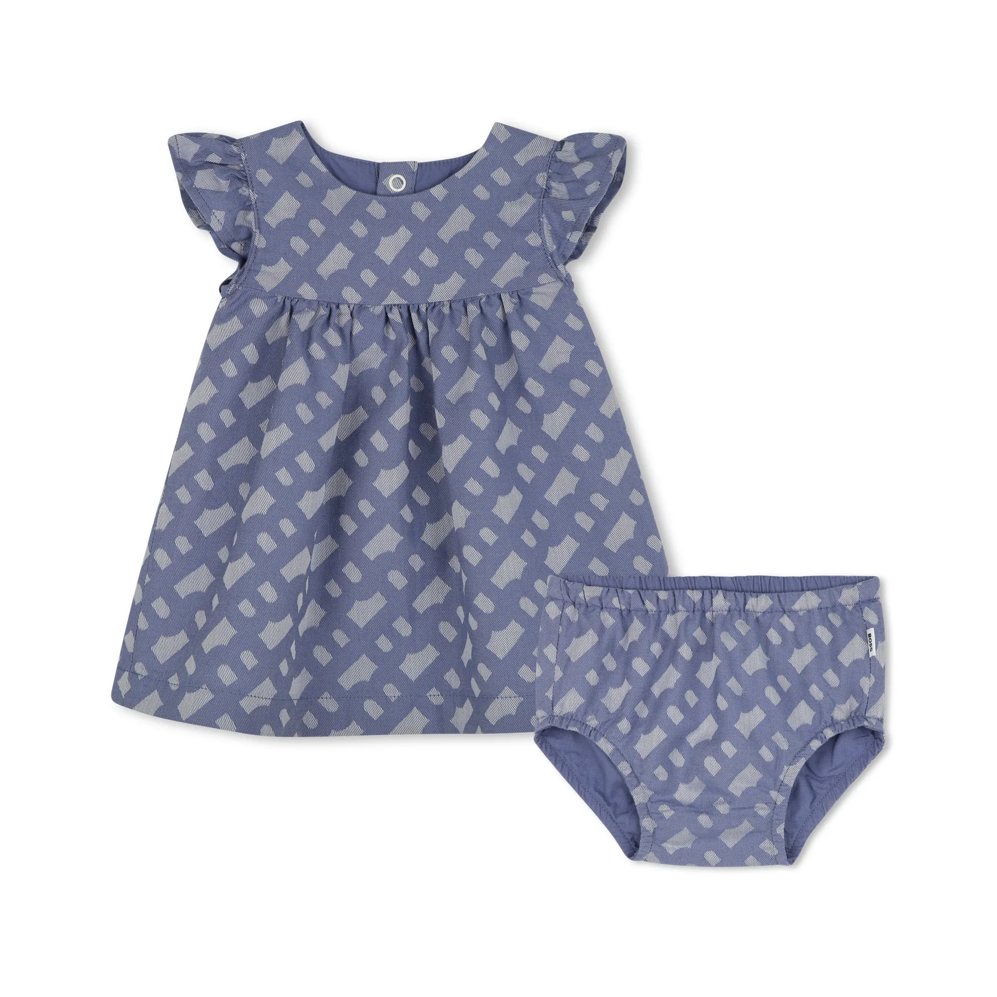 Blue Patterned Dress and Bloomers Set