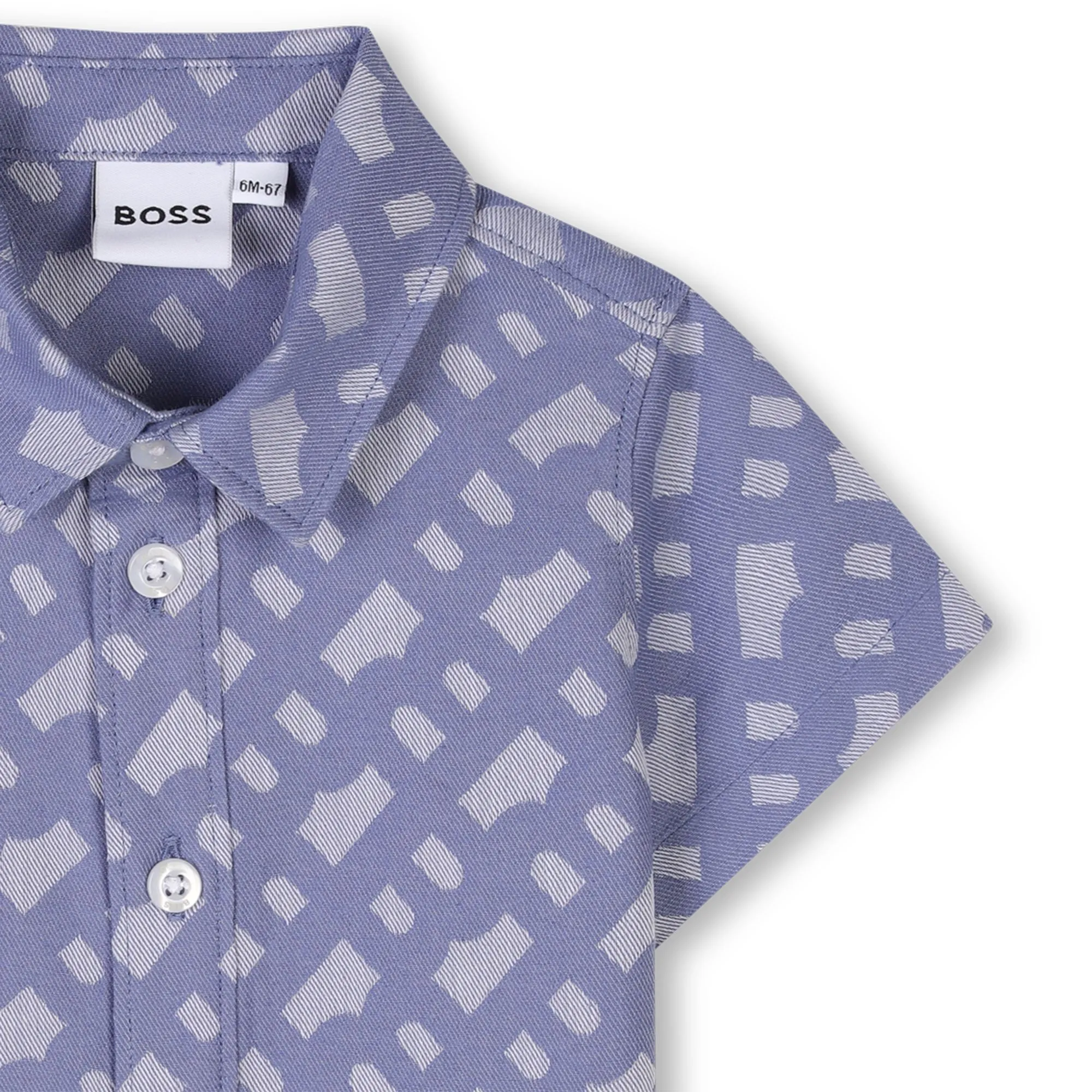 Blue Patterned Short Sleeve Shirt
