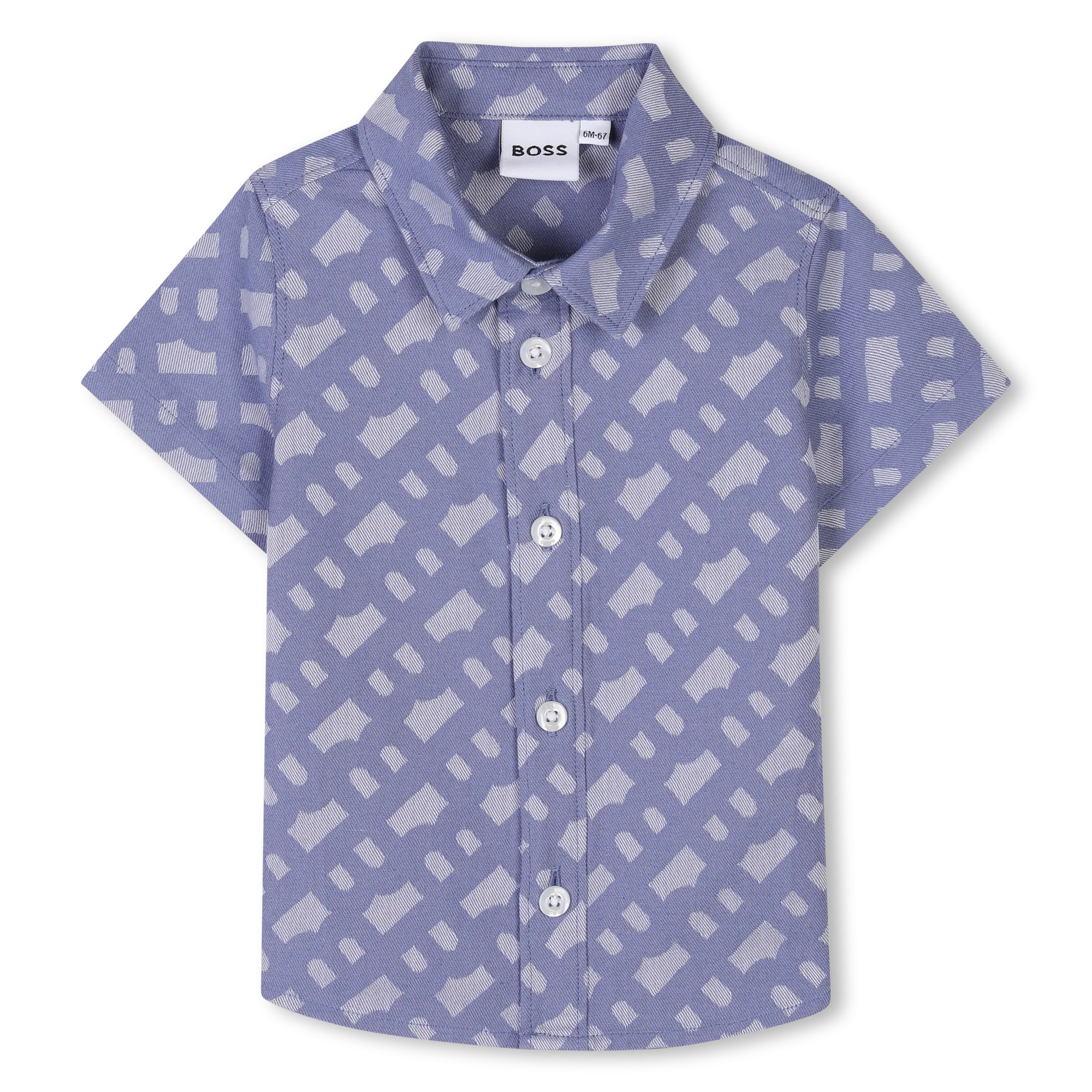 Blue Patterned Short Sleeve Shirt