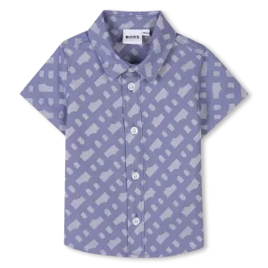 Blue Patterned Short Sleeve Shirt