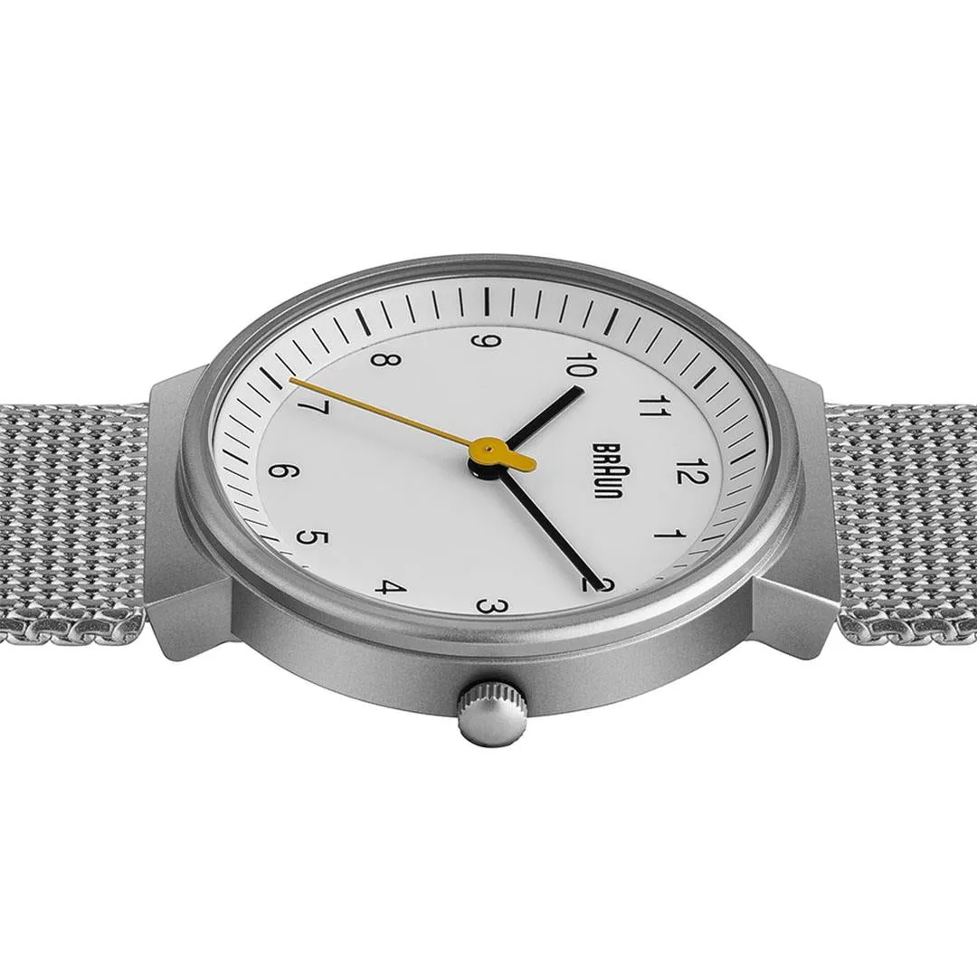 BN0031 Braun ladies classic watch - white dial and silver mesh bracelet