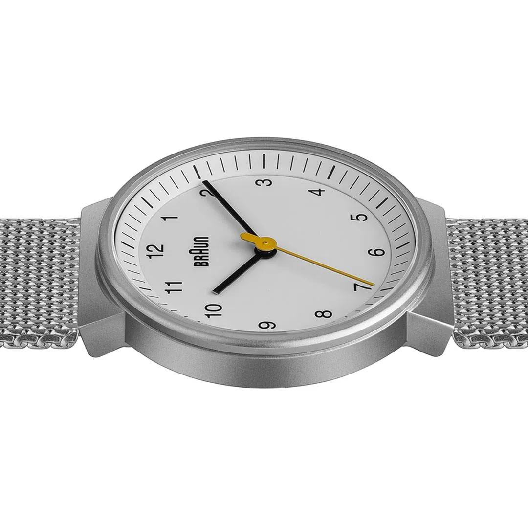 BN0031 Braun ladies classic watch - white dial and silver mesh bracelet