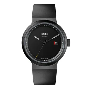 BN0279 Braun Swiss made automatic watch black dial and black rubber strap - limited edition
