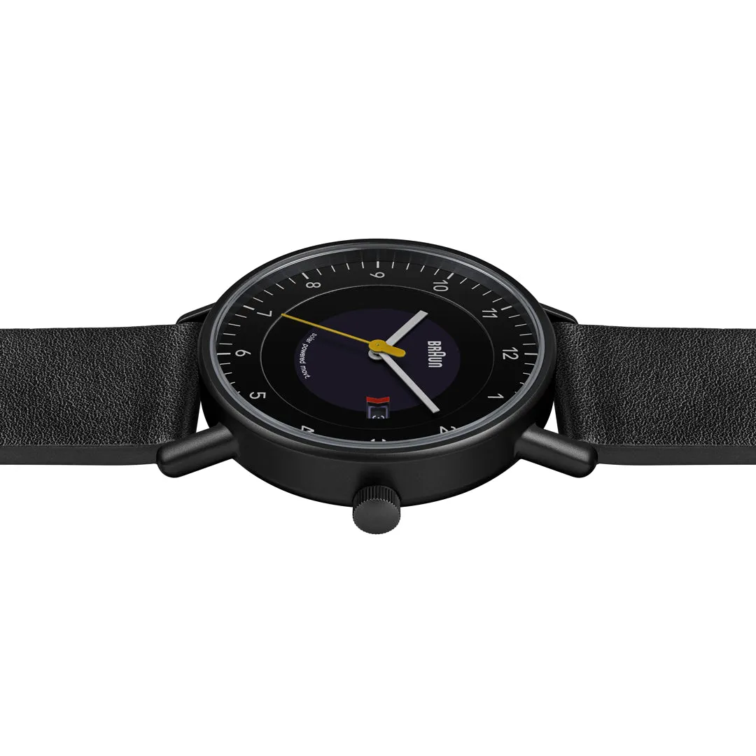 BN0301 Braun gents solar watch - black dial and black leather strap