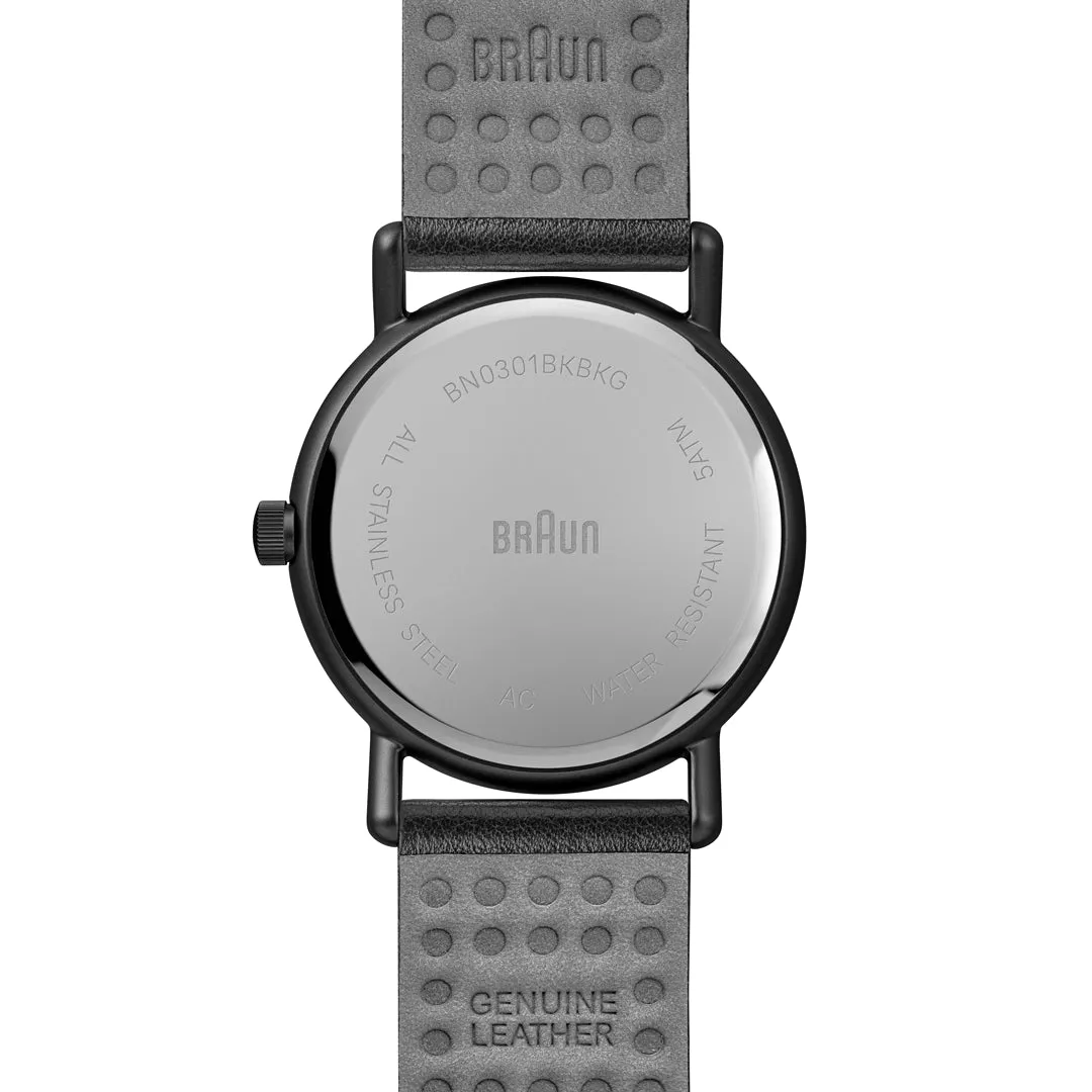 BN0301 Braun gents solar watch - black dial and black leather strap