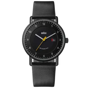 BN0301 Braun gents solar watch - black dial and black leather strap
