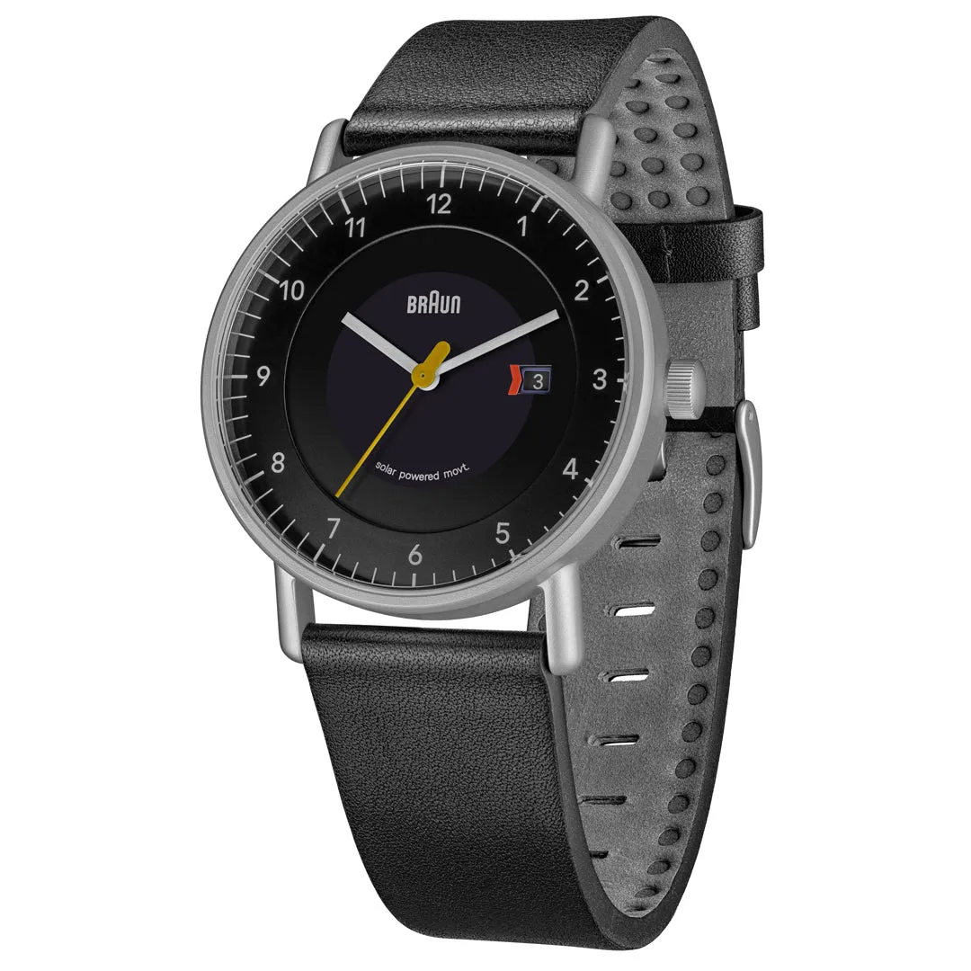 BN0301 Braun gents solar watch - black dial and black leather strap