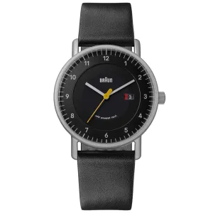 BN0301 Braun gents solar watch - black dial and black leather strap