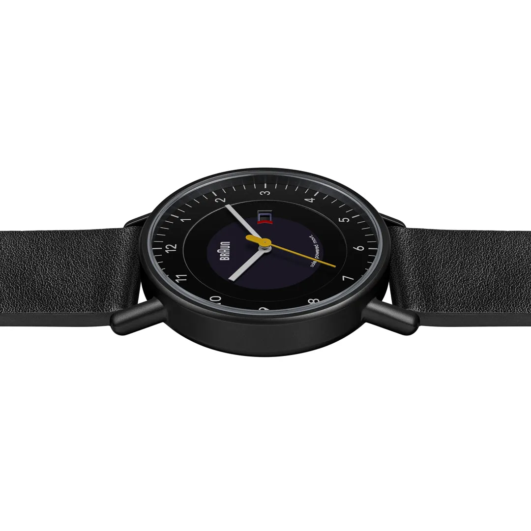 BN0301 Braun gents solar watch - black dial and black leather strap