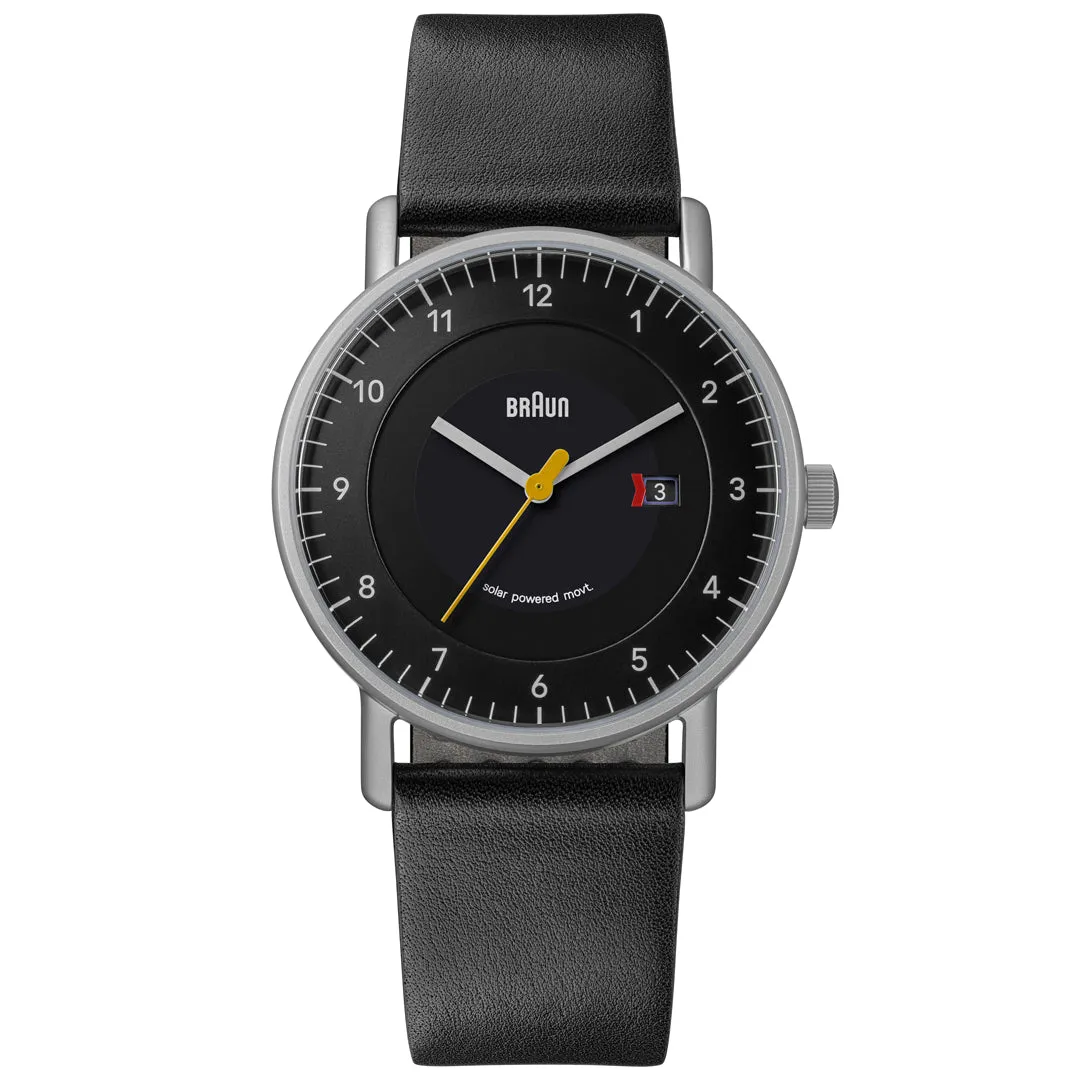 BN0301 Braun gents solar watch - black dial and black leather strap