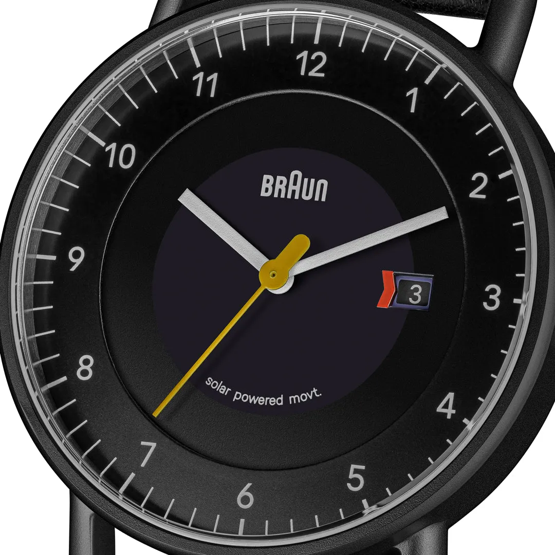 BN0301 Braun gents solar watch - black dial and black leather strap