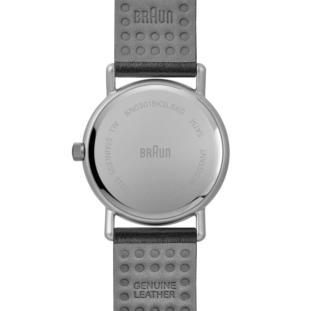 BN0301 Braun gents solar watch - black dial and black leather strap