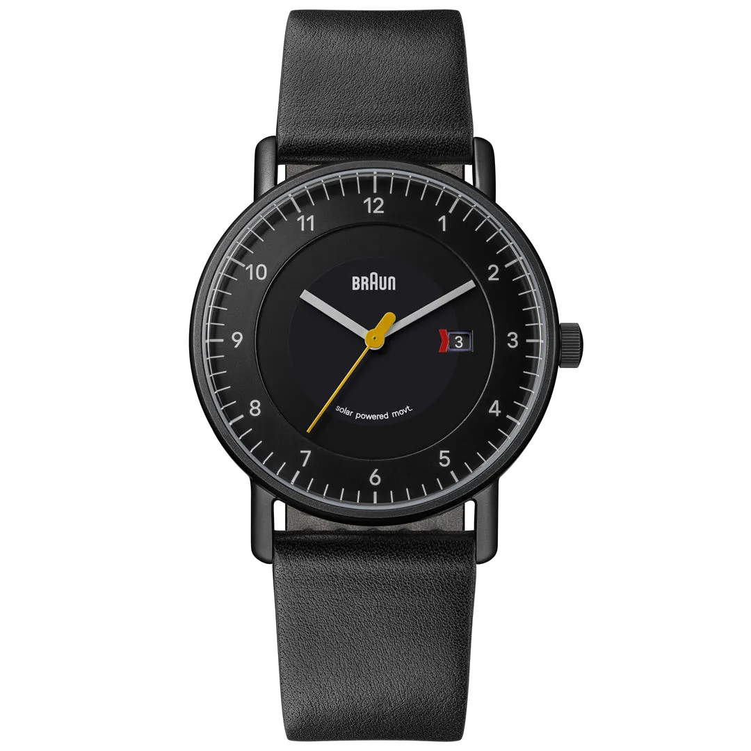 BN0301 Braun gents solar watch - black dial and black leather strap