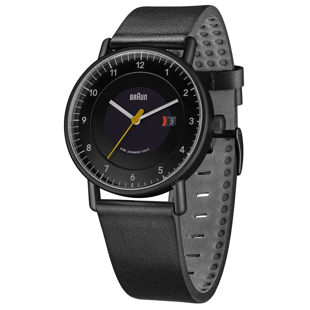BN0301 Braun gents solar watch - black dial and black leather strap