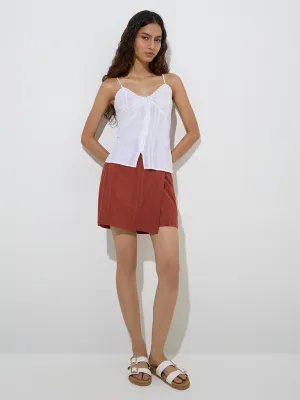 Bombay Paisley Rust Seersucker Striped Cotton Skorts