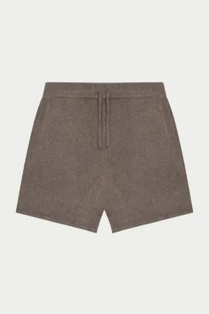 BOUCLE KNIT SHORTS - BROWN