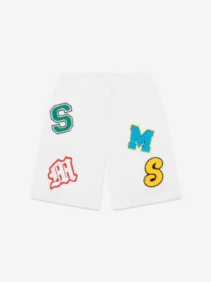 Boys Applique Logo Jersey Shorts in Ivory