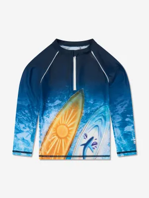 Boys Noble Surf Art Chill Rashguard in Blue (UPF50 )