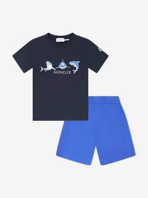 Boys Shark T-Shirt and Shorts Set in Navy