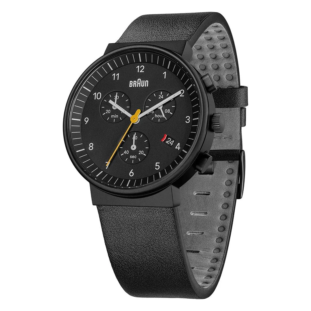 Braun Gents BN0035 Classic Chronograph Watch - Black and Black Leather Strap