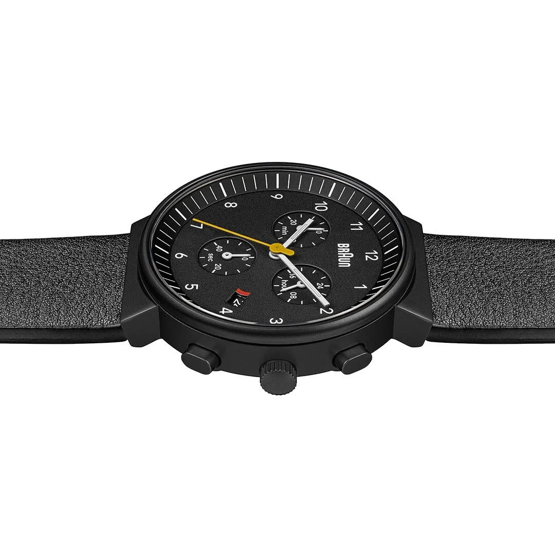 Braun Gents BN0035 Classic Chronograph Watch - Black and Black Leather Strap