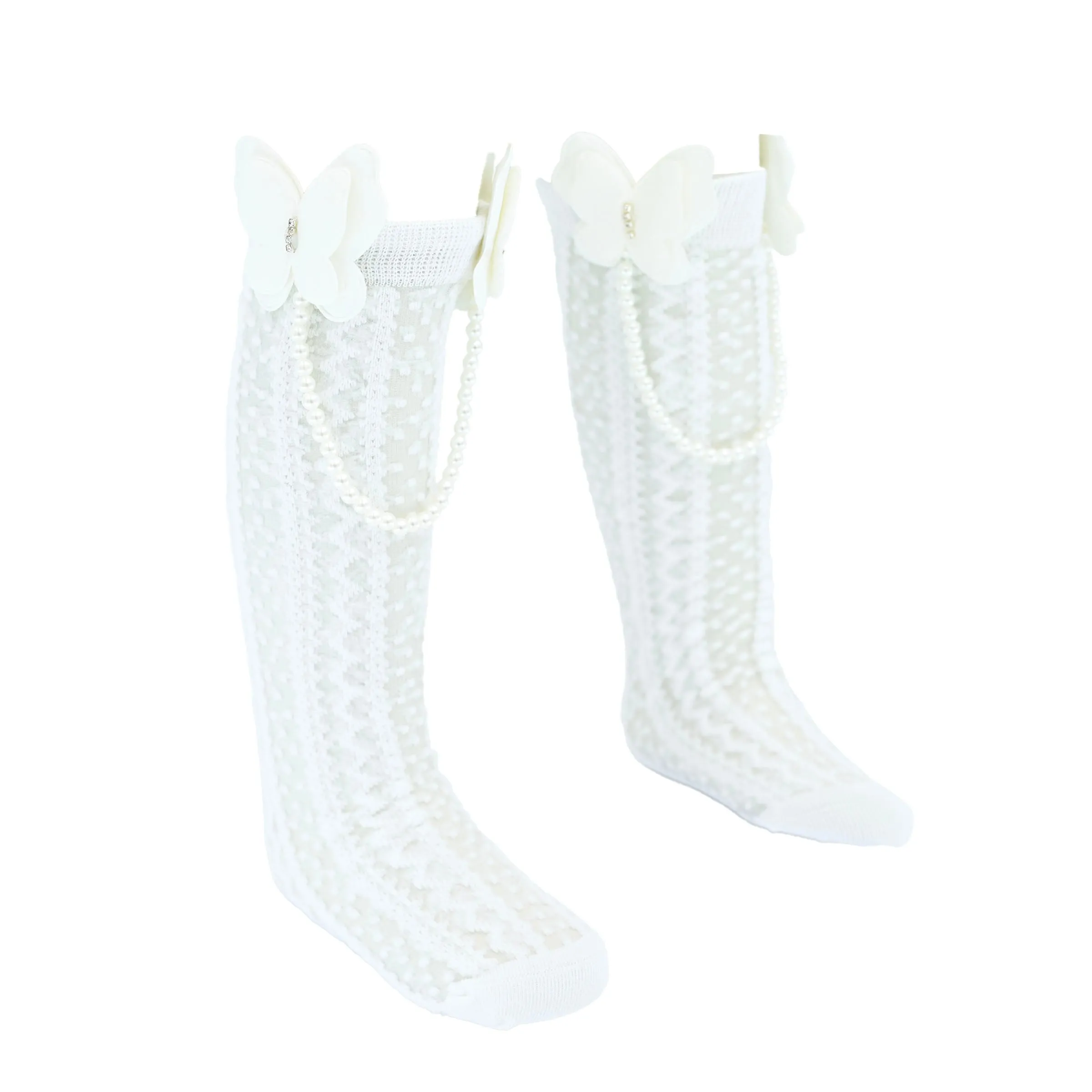 Butterfly Lace Pearl Link Socks