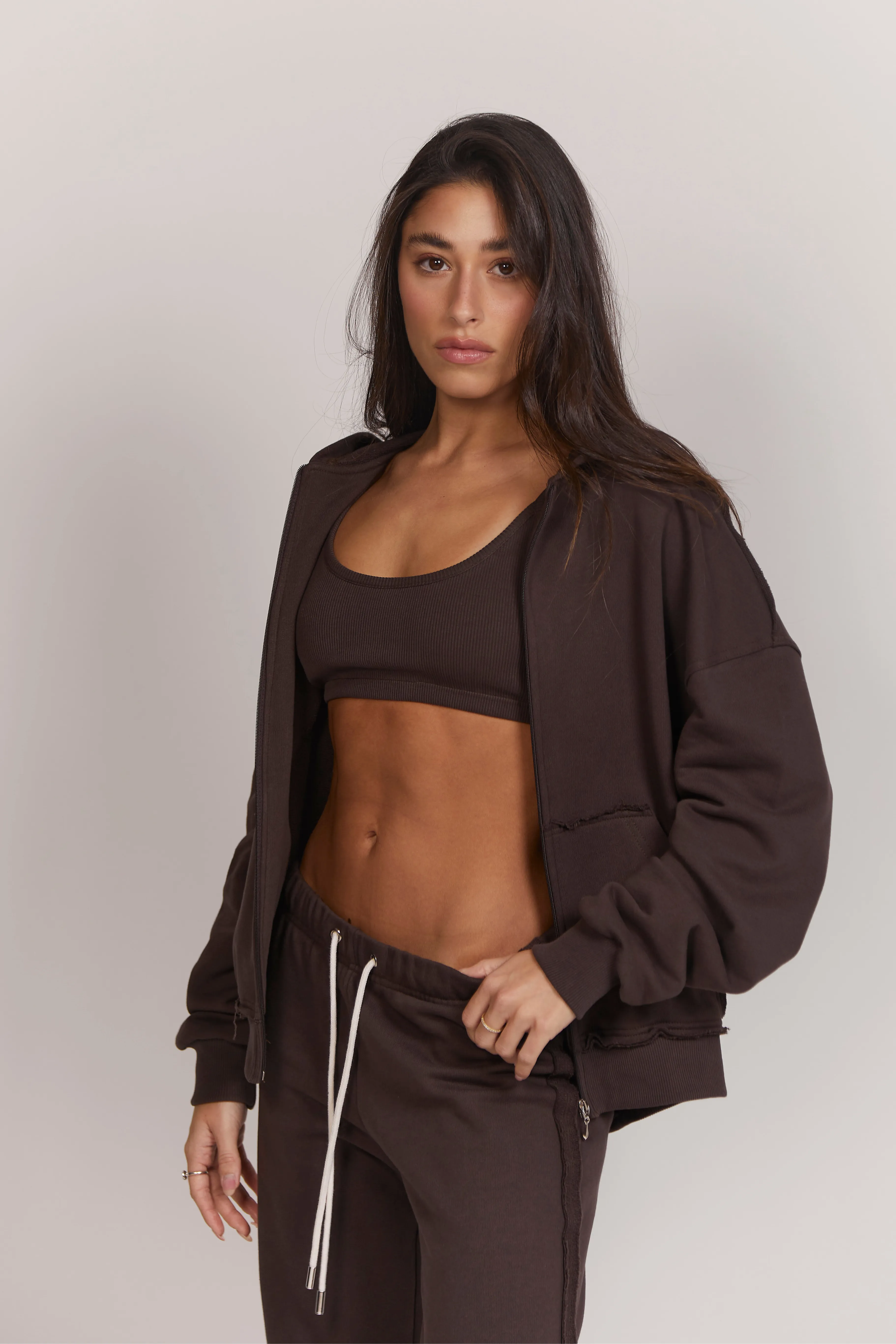Cacao Zip Up Hoodie